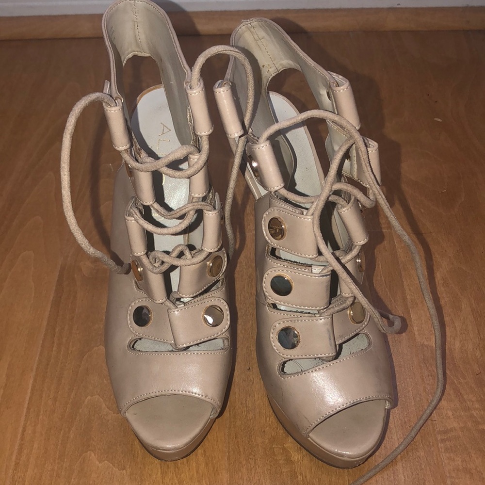 ALDO Lace up nude heels